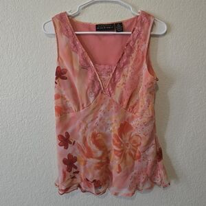Pink And Orange Lace Cami Top
